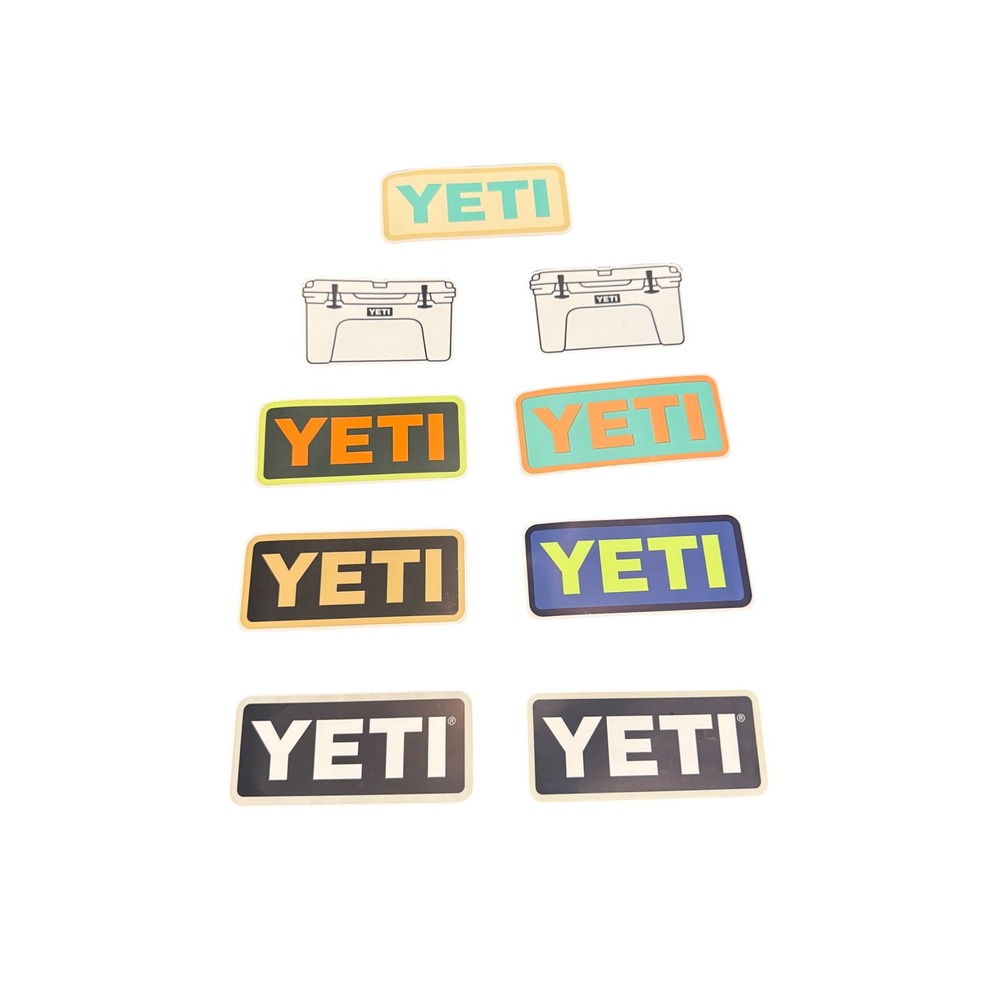 Yeti Sticker Decal Lot Multicolor NEW Logo Cooler Assorted 9 Pack
